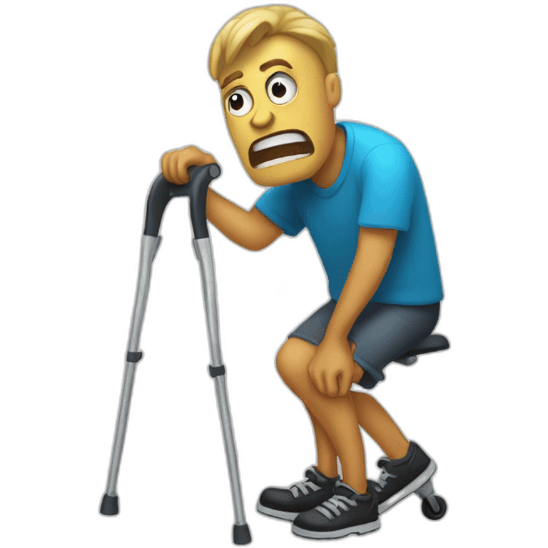  crippled on crutches angry emoji