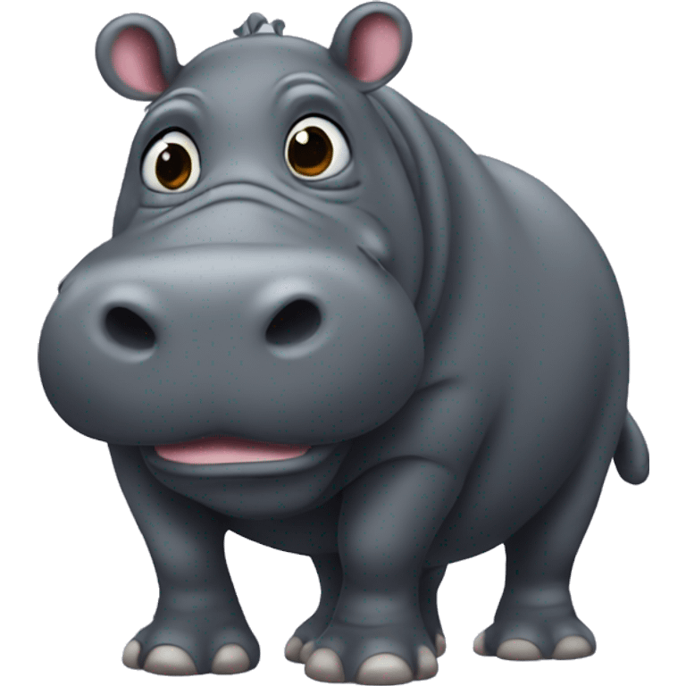 a hippo with a black emoji