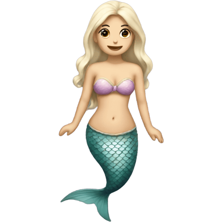 Mermaid with beige tail and bra emoji