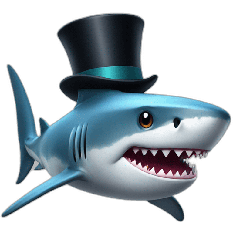 Shark with a top hat emoji