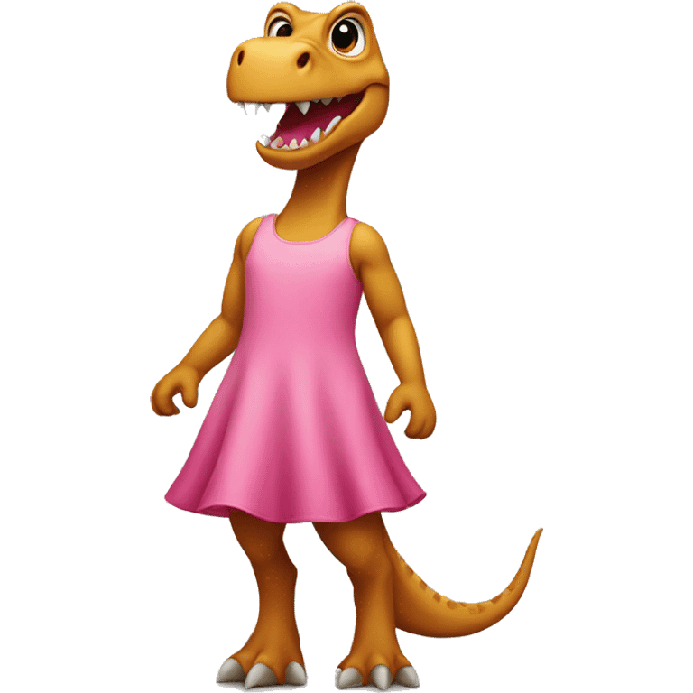 dino with pink dress on emoji