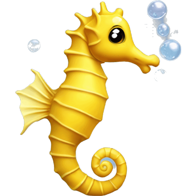 Yellow seahorse blowing bubbles emoji