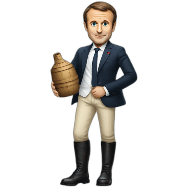 Emmanuel macron with a botte of per emoji