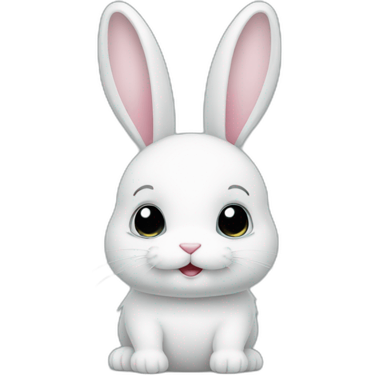 White bunny with glass emoji