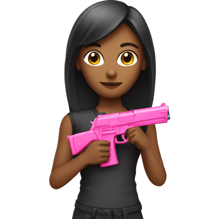 Girl holding pink gun emoji