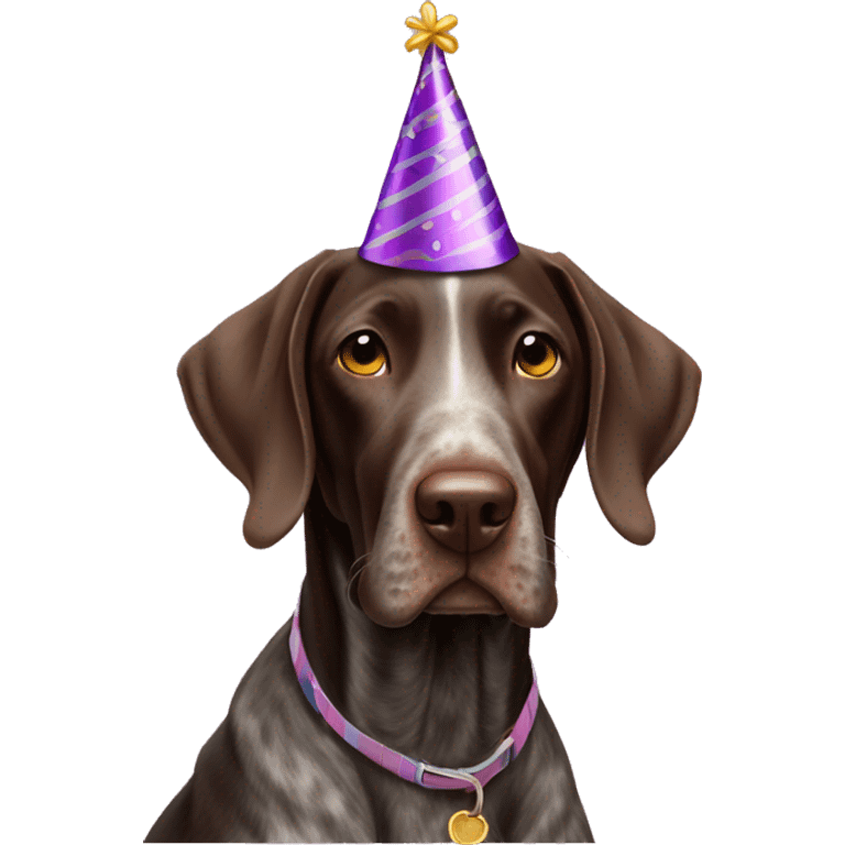 German shorthair with party hat emoji