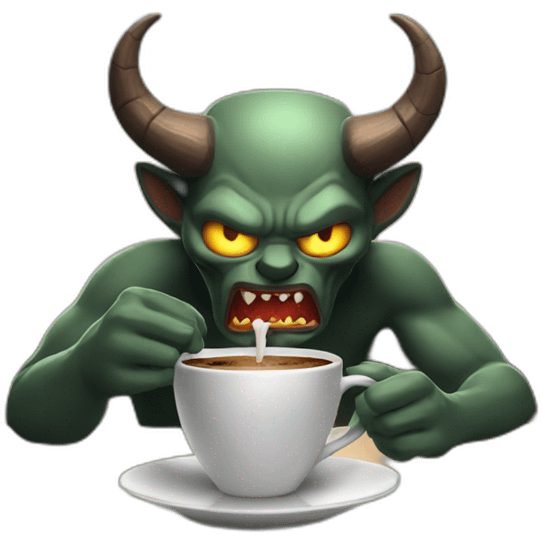 demon drinking coffee emoji