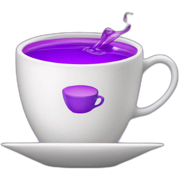 tea cup with purple liquid inside de cup and Accenture logo emoji