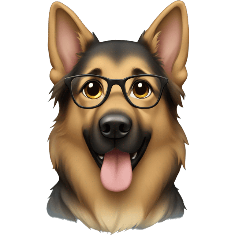 German Shepherd with a long brown haired girl that has glasses on  emoji