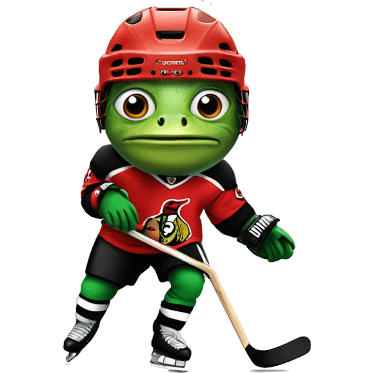 Hockey player as a frog wearing an Ottawa senators jersey  emoji