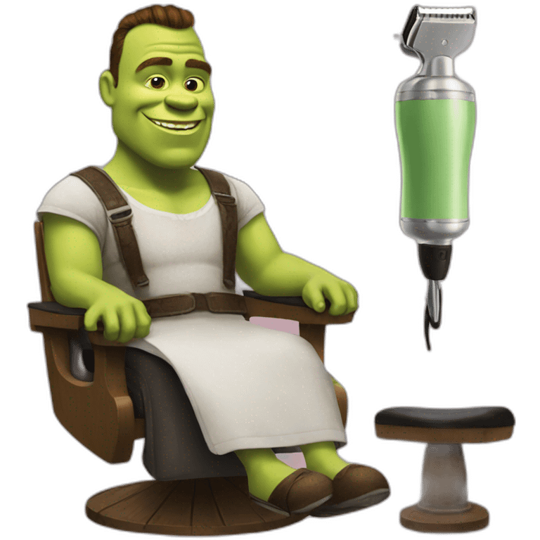 Shrek on chair and barber emoji