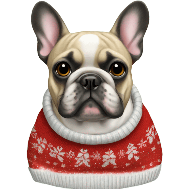 French bulldog in a Christmas jumper emoji