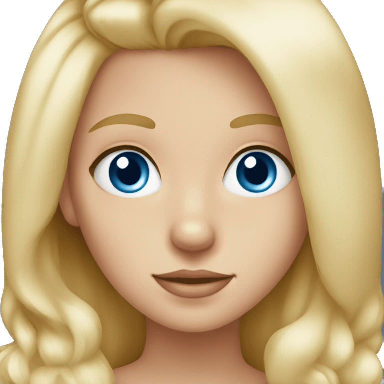 Blonde girl blue eyes holding spitz  emoji