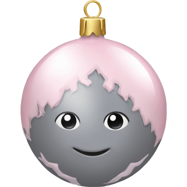 grey and baby pink christmas bauble emoji