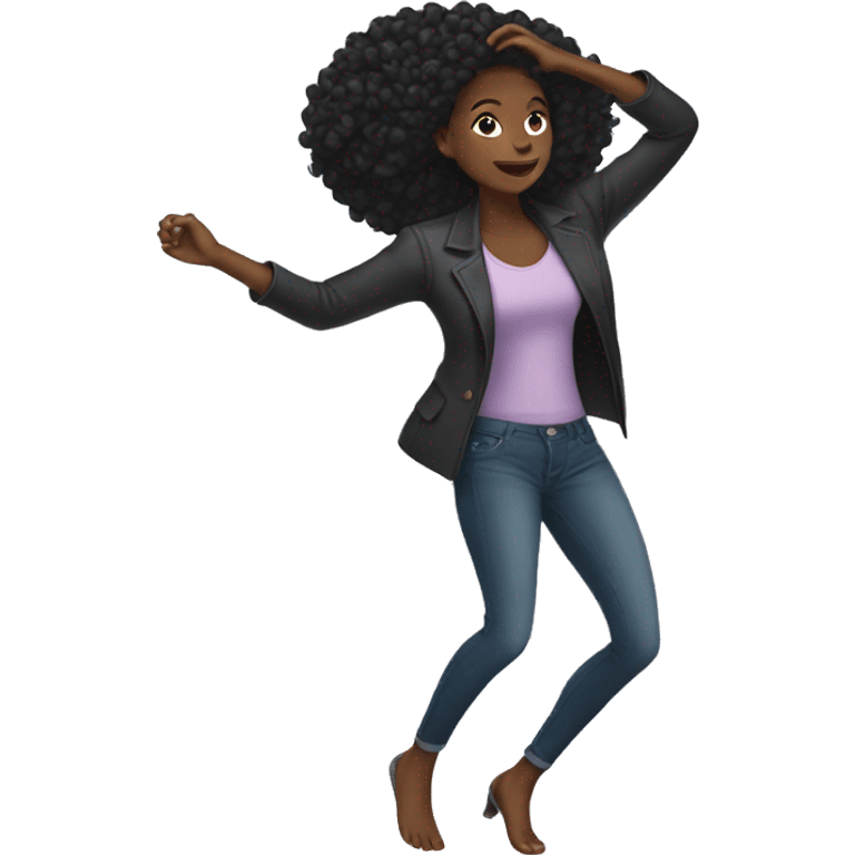 Black woman confidently doing a hair flip emoji