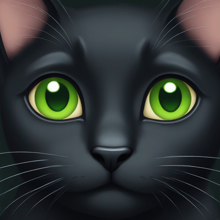 Black cat with green eyes emoji