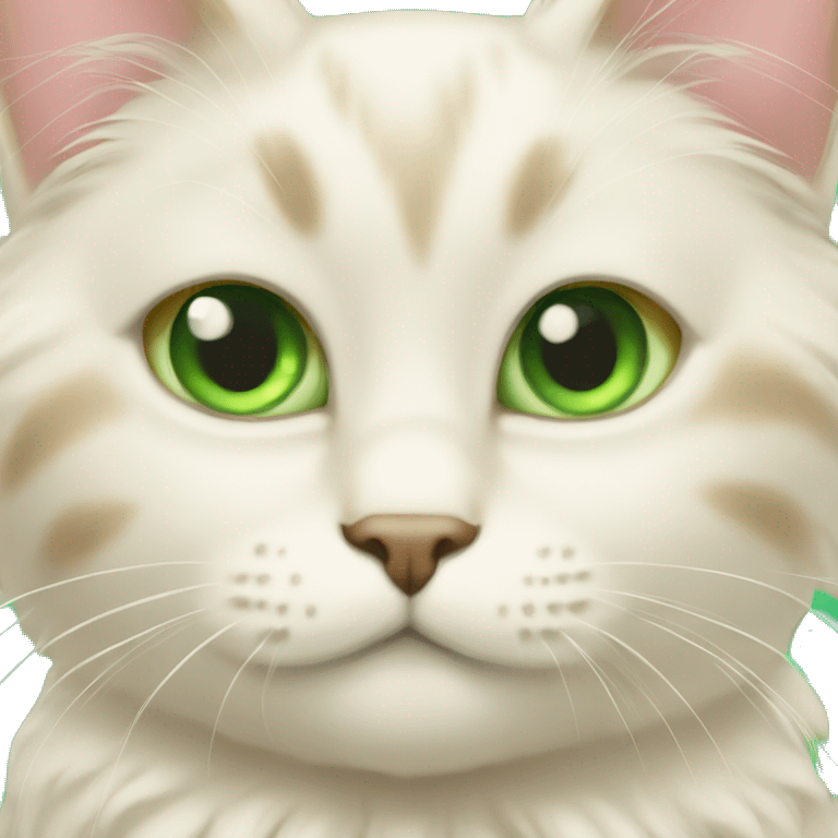 Cream cat with green eyes fluffy emoji