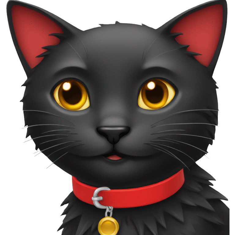 Black cat with red spiked collar emoji