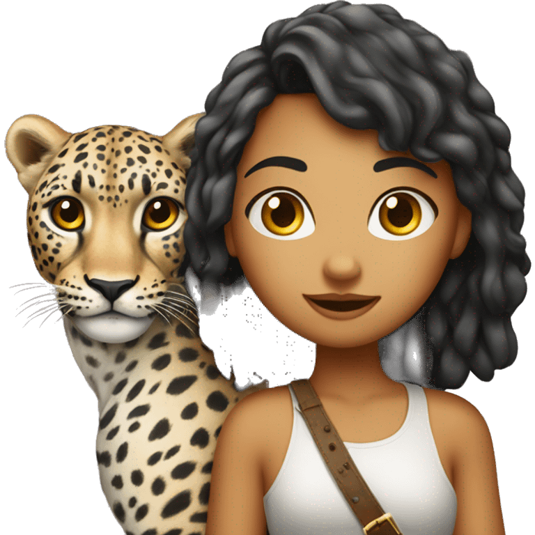 Ragazza riccia con leopardo  emoji