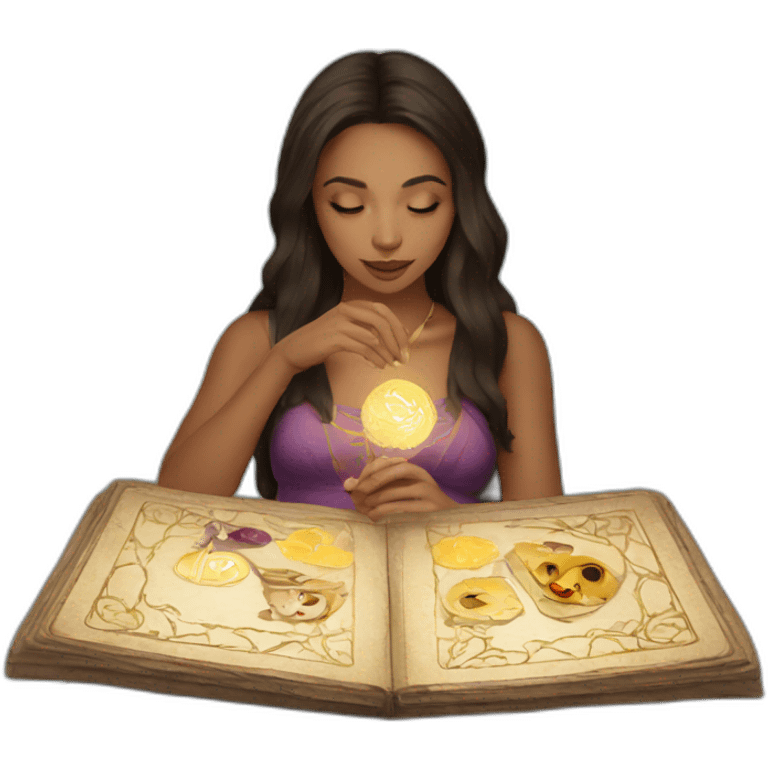 girl reading tarot emoji