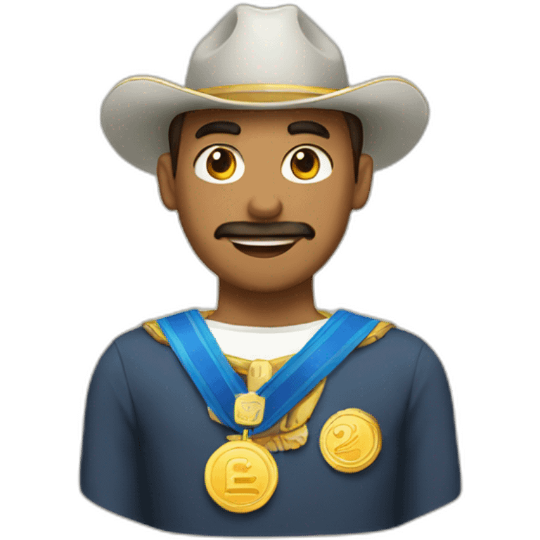 Hombre con medalla colgando emoji