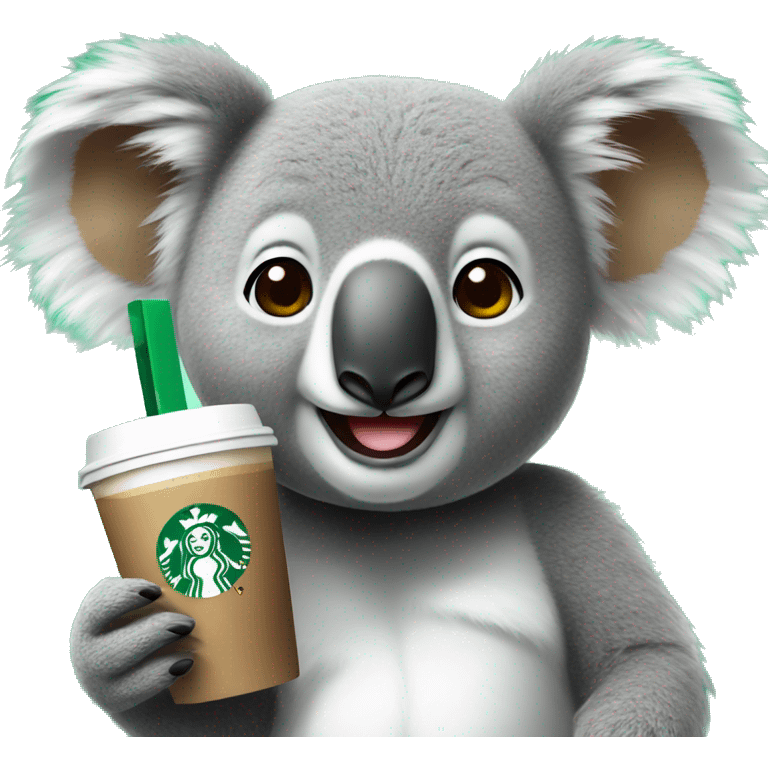 Koala drinking starbucks cold coffee emoji