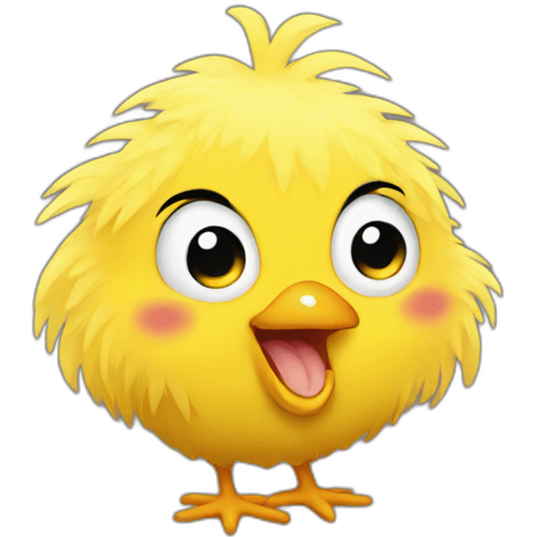 yellow fluffy chick laughing face emoji