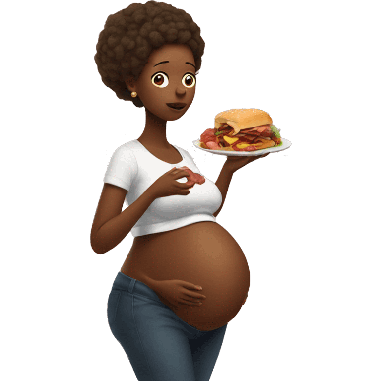 Pregnant women eats meat emoji