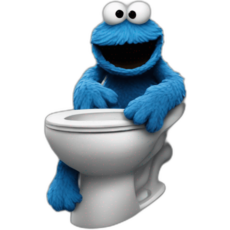 Cookie Monster sitting on toilet emoji