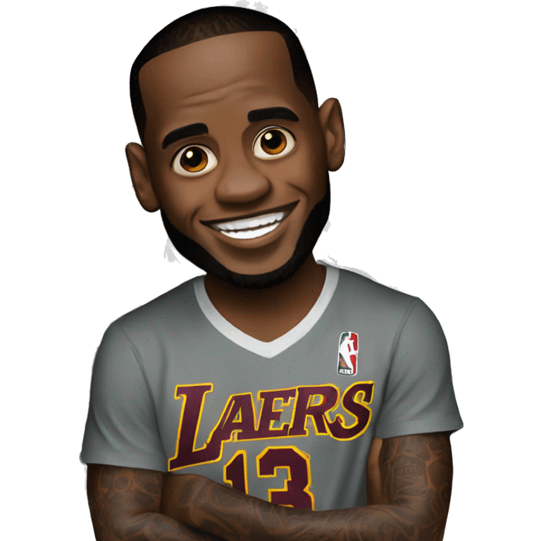 little boy with LeBron james  emoji