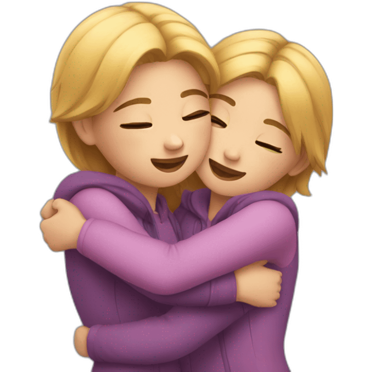 Hugs two girls emoji