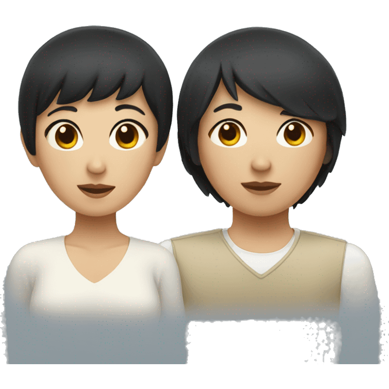 asian woman with black short hair and bangs with the love of their life emoji