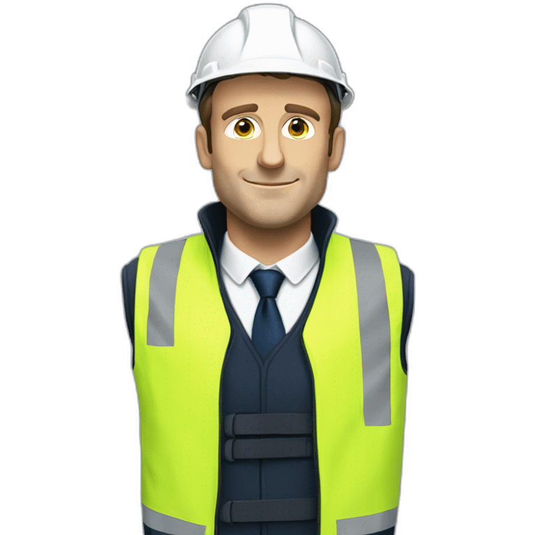 Emmanuel Macron wearing yellow safety vest without hat emoji