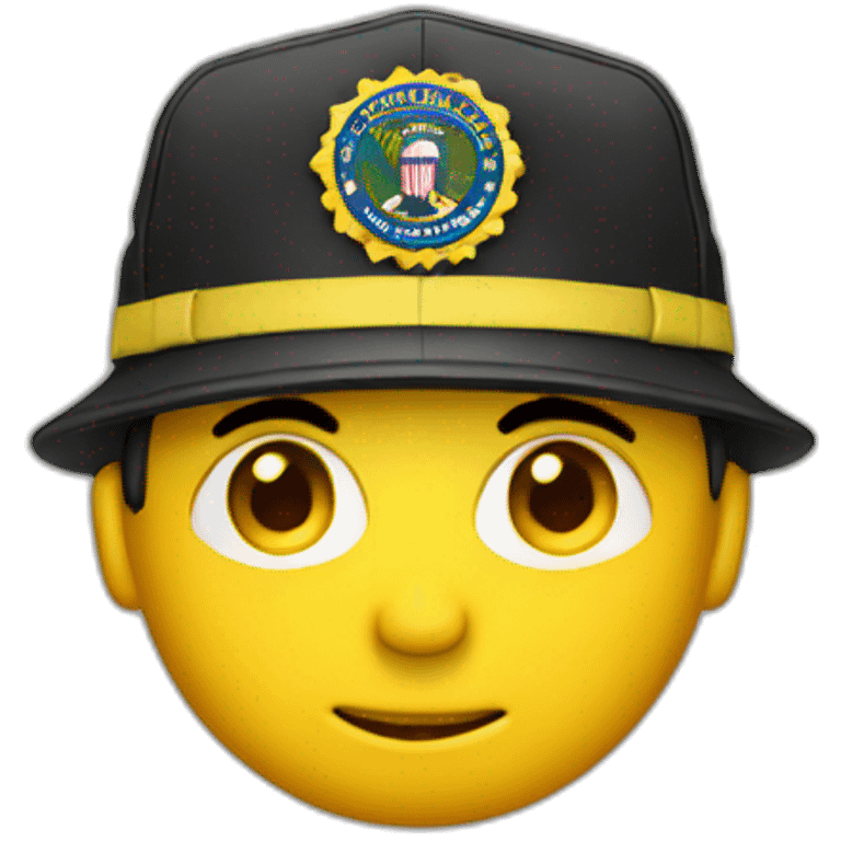 man with yellow "FBI" letters on his cap emoji