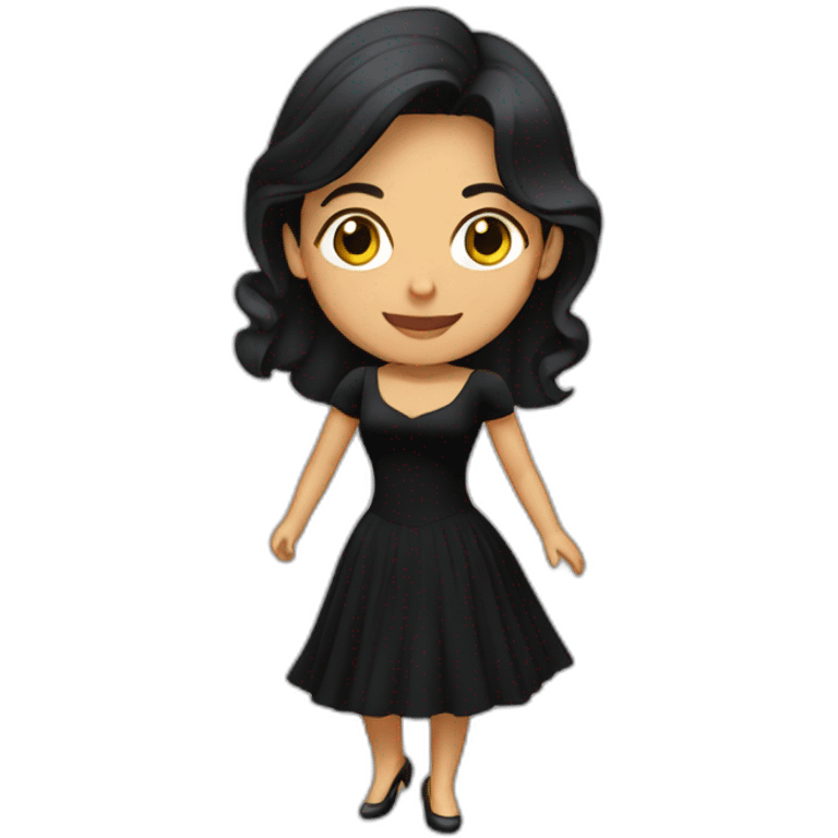 Venezuelan Woman with dark hair in black dress dancing  emoji