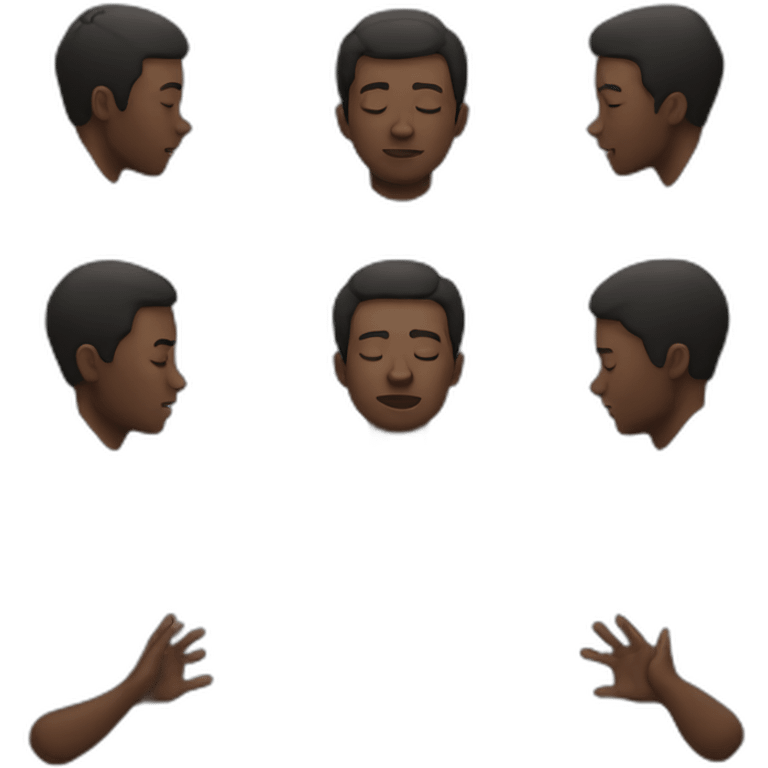 black man looking to the sky closed eyes and hands open emoji