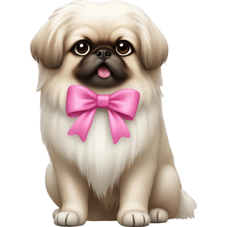 white pekingese with pink bow  emoji