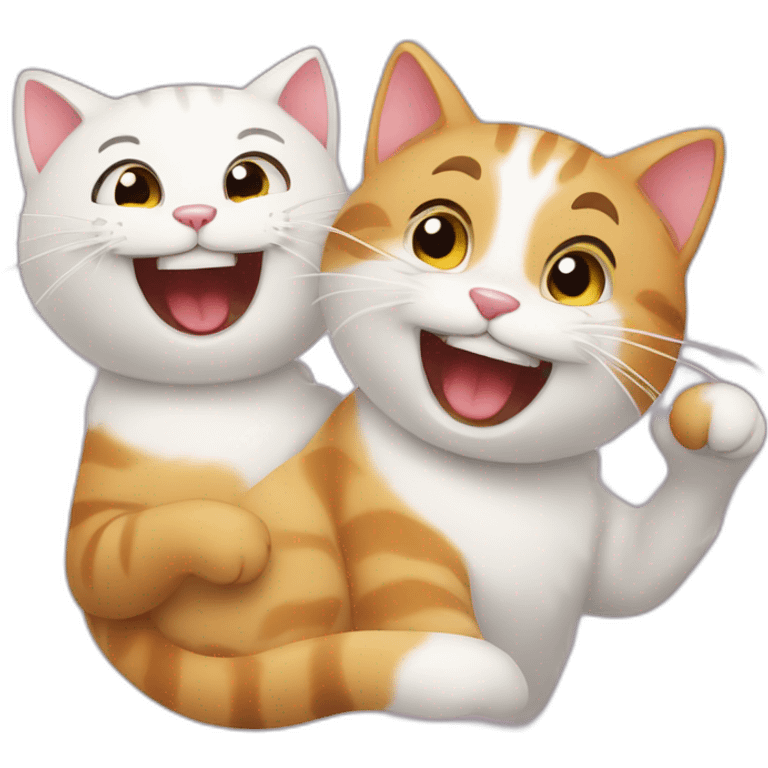 two cute cats laughing emoji