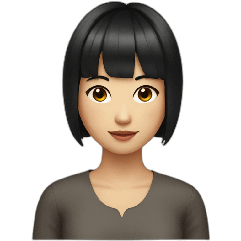 A Chinese girl with short black hair with bangs on her shoulders emoji