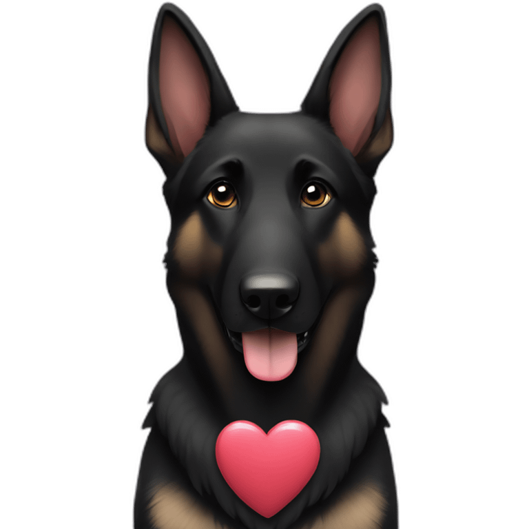 Black german shepherd with hearts emoji