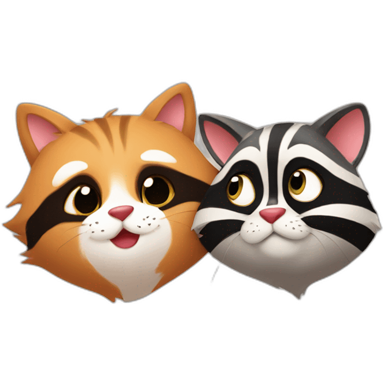 Cat and raccoon in love emoji