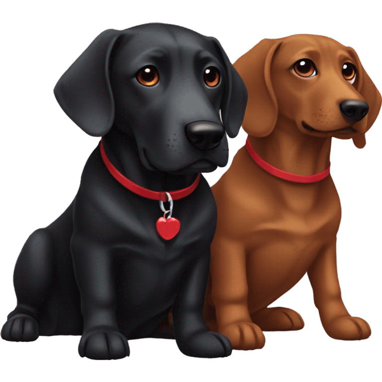 Black lab and red dachshund  emoji