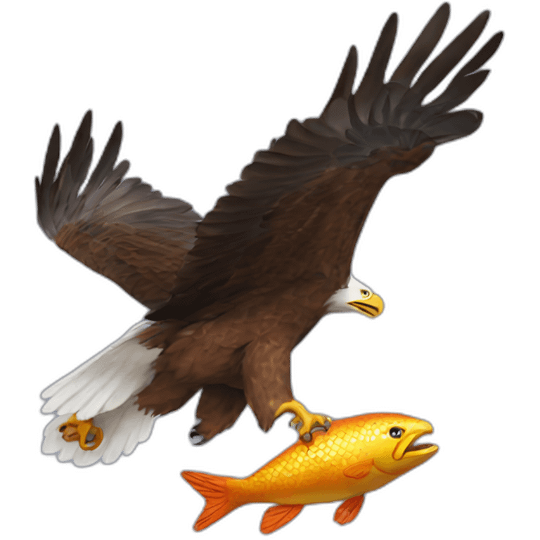 Eagle Flying with a fish in his mouth emoji