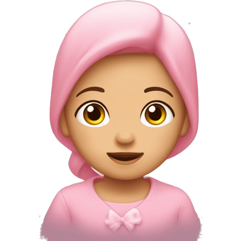 Um laço rosa bebé com estrelas  emoji