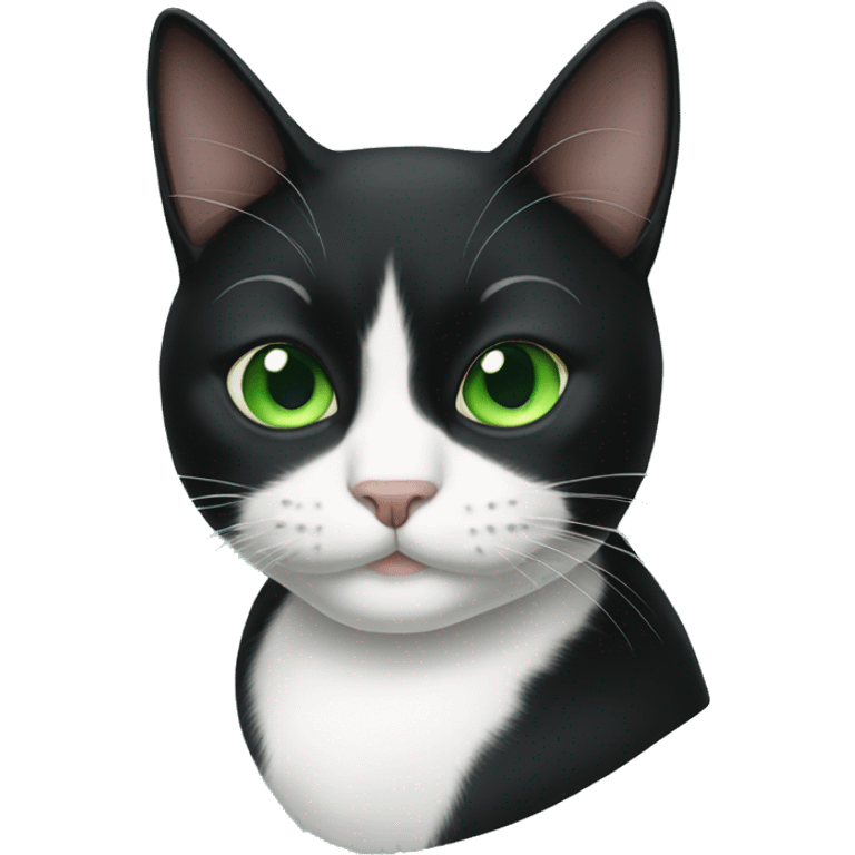 Tuxedo cat with green eyes  emoji