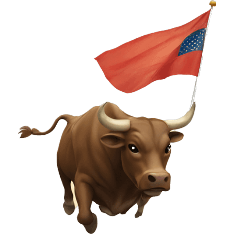 bull chasing flag emoji