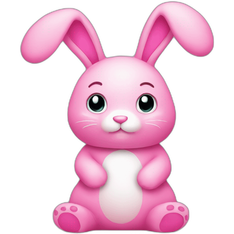 pink plush rabbit thinking pose emoji