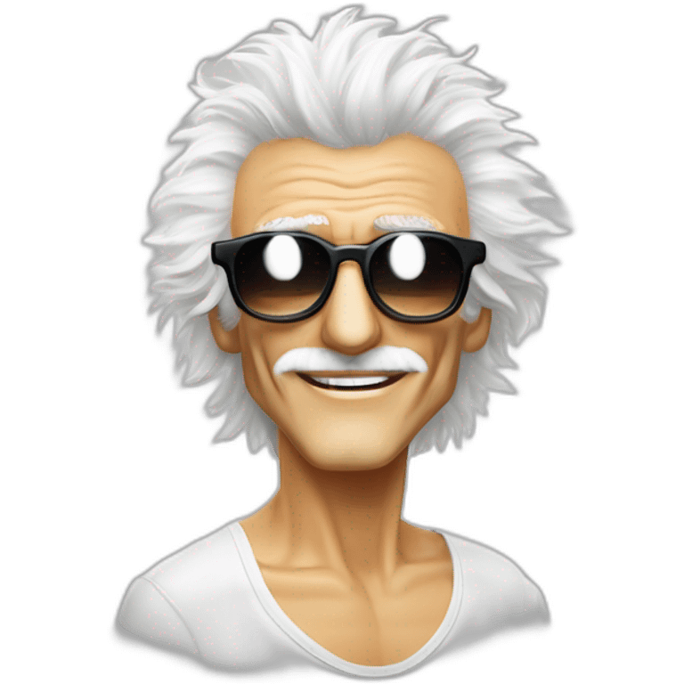 michel polnareff avec des lunettes de soleil blanches et expression de visage neutre emoji