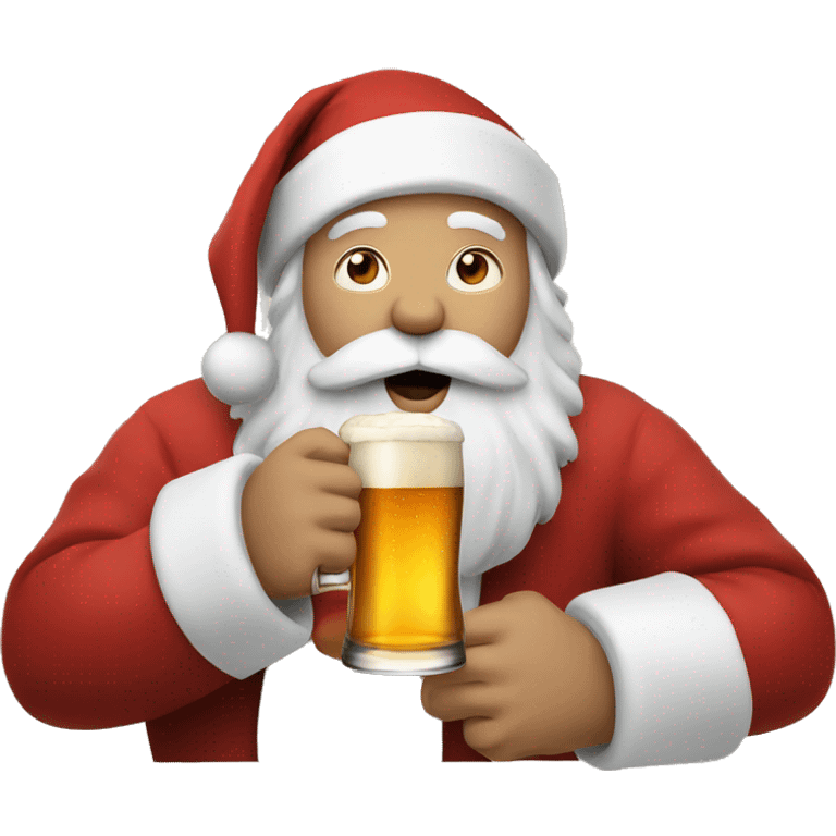 Santa drinking a beer emoji