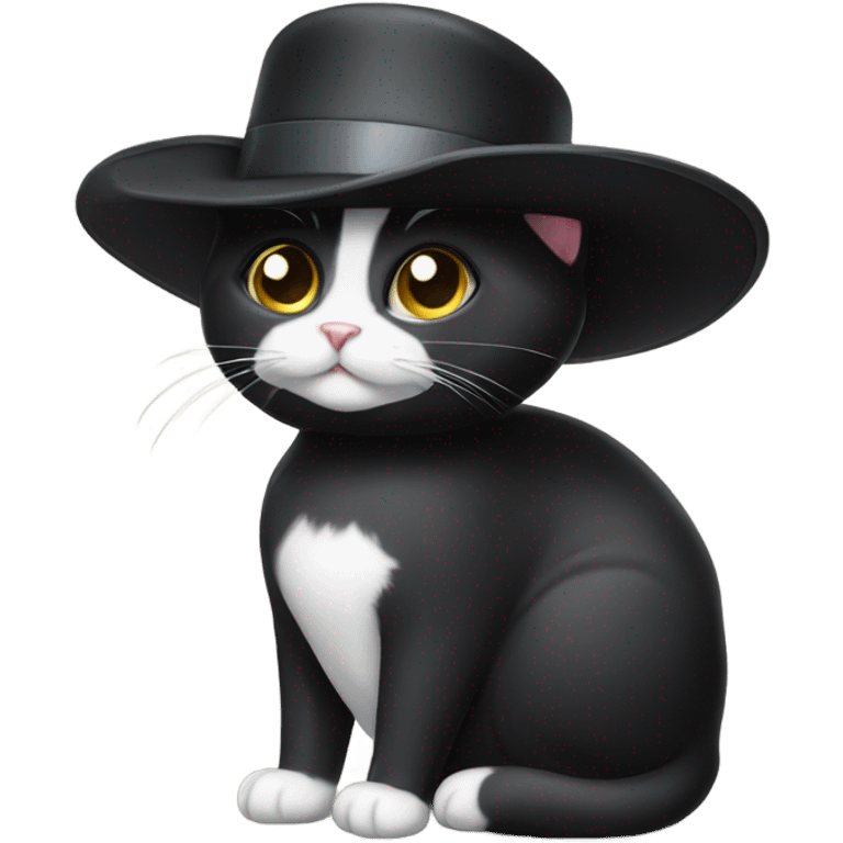 Tuxedo cat wearing a hat emoji